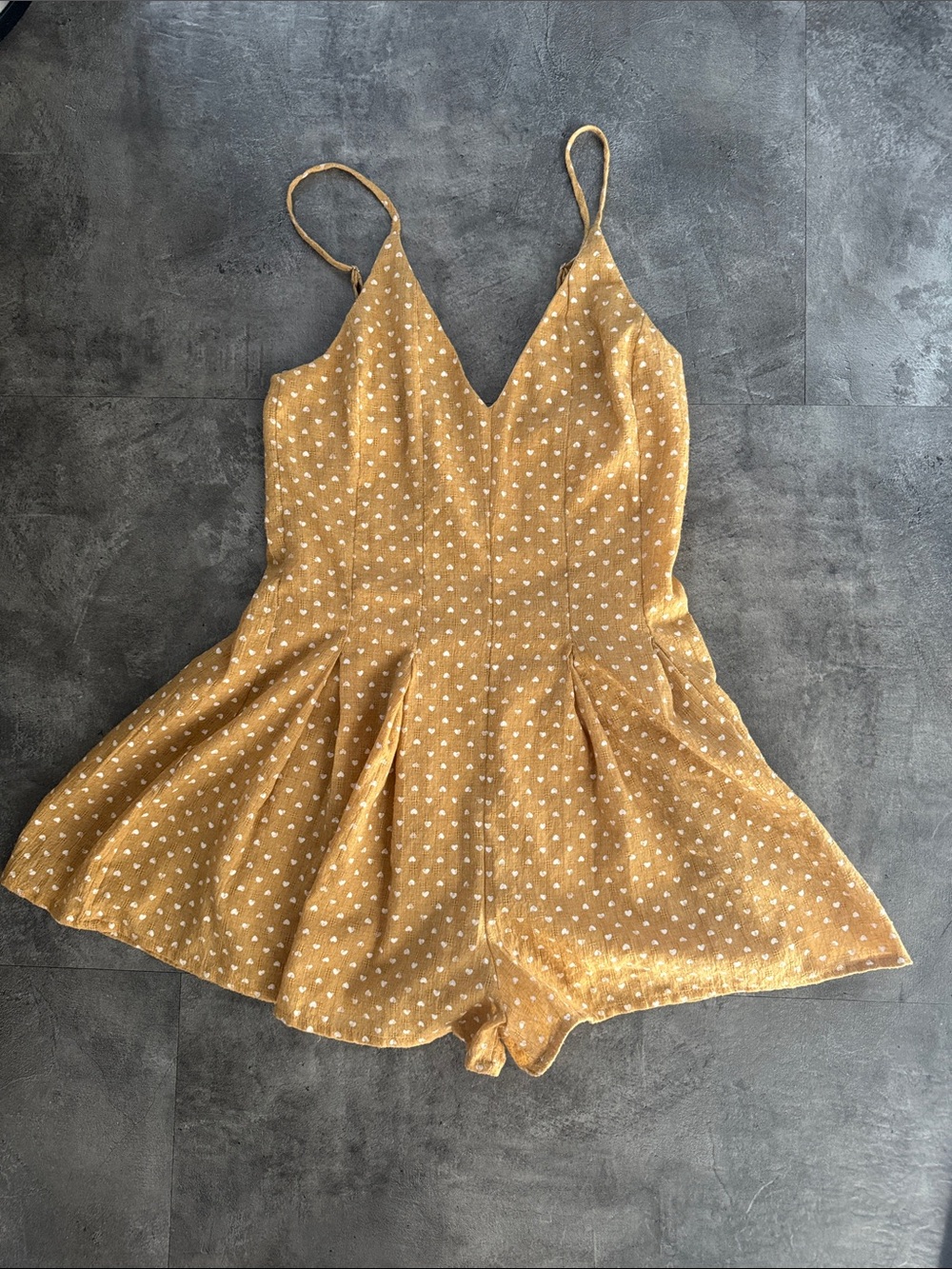 Chelsea & Violet Mustard Yellow Polka Dot V-Neck Romper
